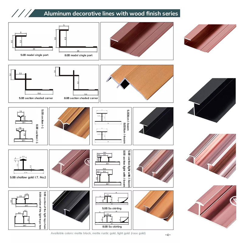 Líneas decorativas de aluminio que protegen y decoran los bordes de las baldosas