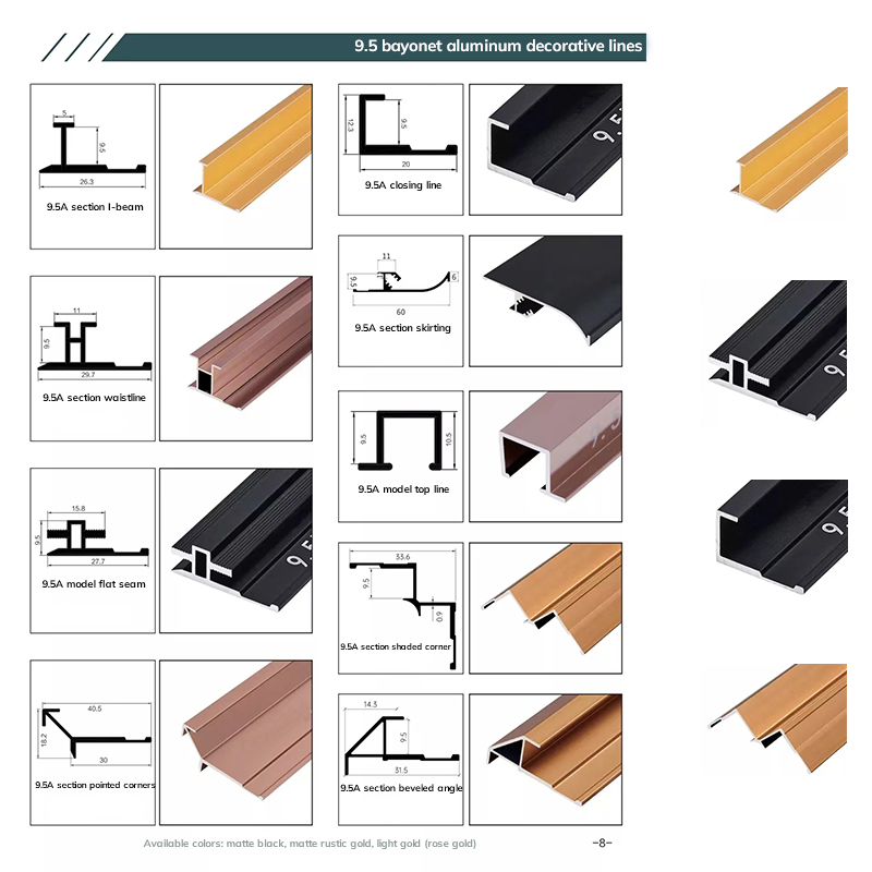 Líneas decorativas de aluminio que protegen y decoran los bordes de las baldosas