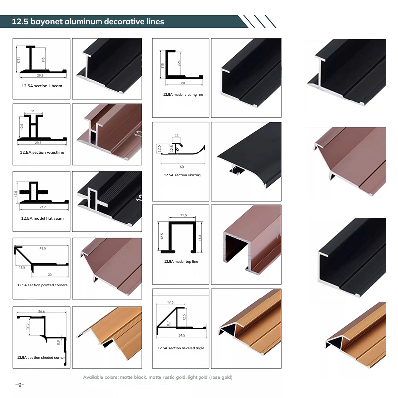 Líneas decorativas de aluminio que protegen y decoran los bordes de las baldosas