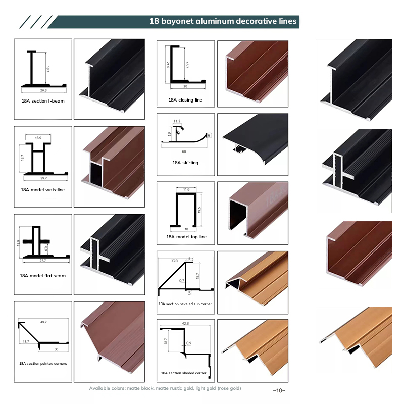 Líneas decorativas de aluminio que protegen y decoran los bordes de las baldosas